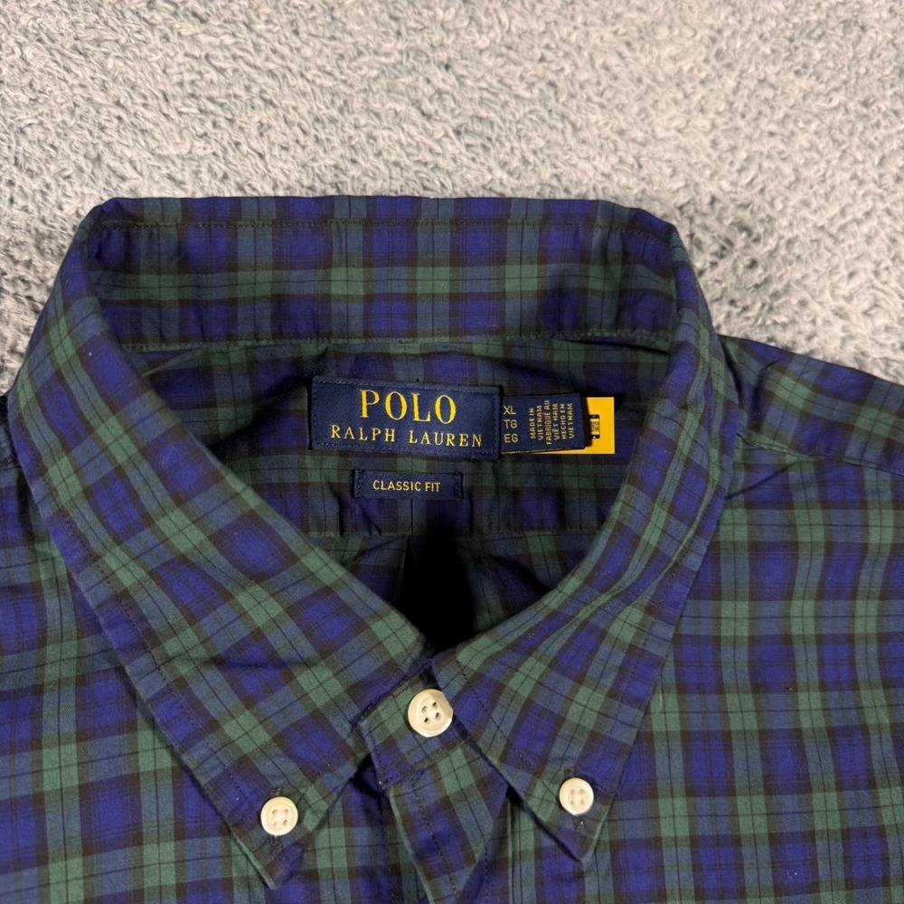 NWT Polo Ralph Lauren Crest Crown Poplin Plaid Button Shirt Classic Fit Green - Picture 5 of 10